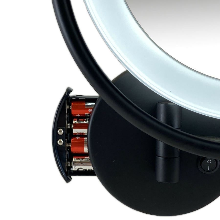Dubbelz. verl. wandspiegel zwart LED- 22cm 10x inc. batterij