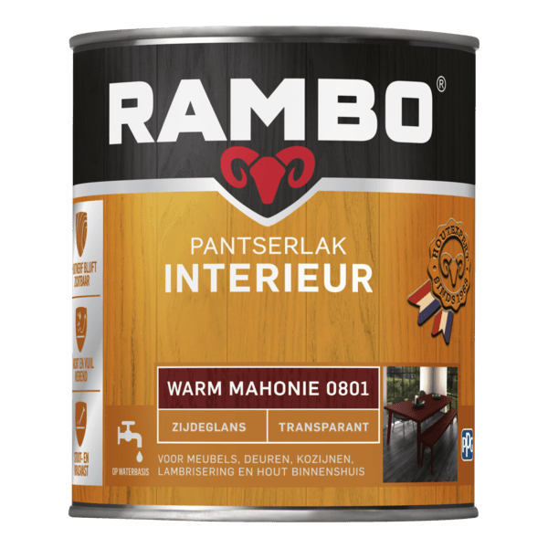 Rambo interieurlak transp. zgl 801 750ml warm mahonie