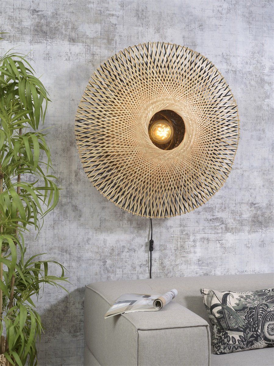 Wandlamp  bamboe plat, L