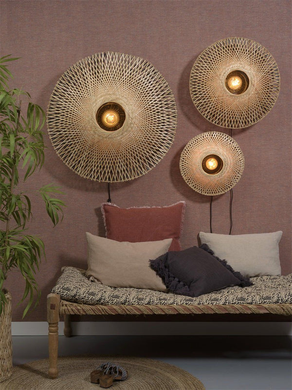 Wandlamp  bamboe plat, L