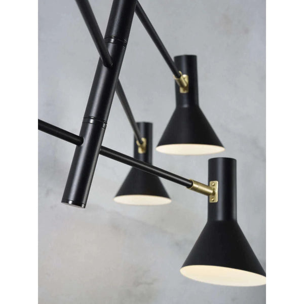 Kroonluchter ijzer 3-arm w.124xh.39cm/6-kaps h.17x13,5cm accent
