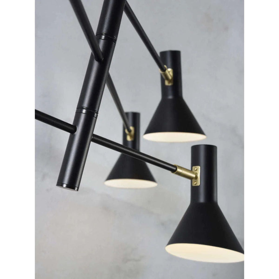 Kroonluchter ijzer 3-arm w.124xh.39cm/6-kaps h.17x13,5cm accent