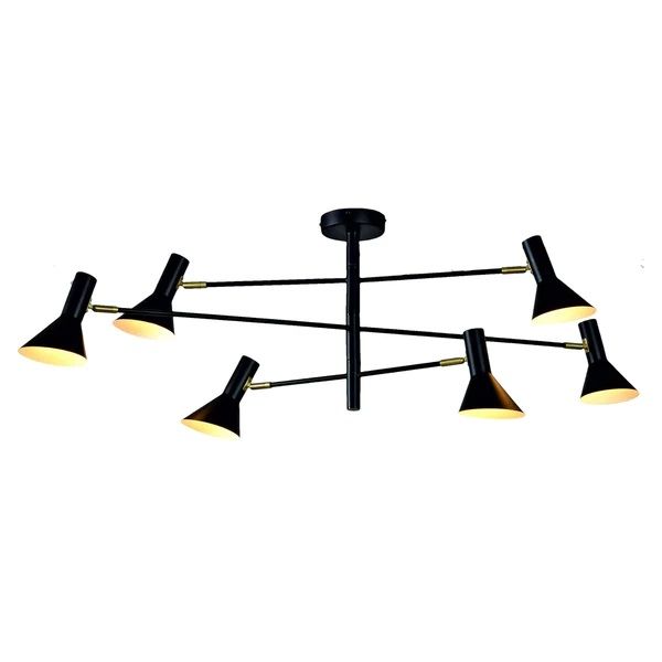 Kroonluchter ijzer 3-arm w.124xh.39cm/6-kaps h.17x13,5cm accent