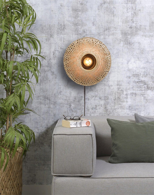 Wandlamp?Kalimantan?bamboe?plat?dia.44xh.12cm,?XS