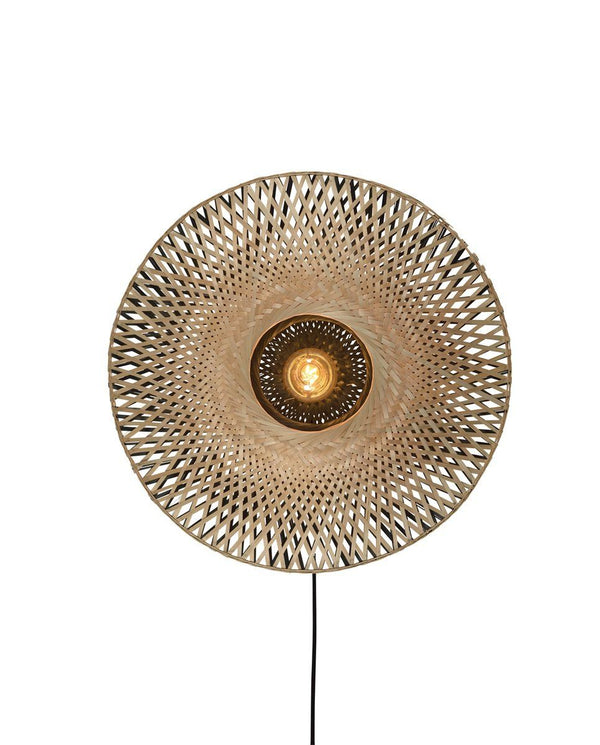Wandlamp?Kalimantan?bamboe?plat?dia.44xh.12cm,?XS