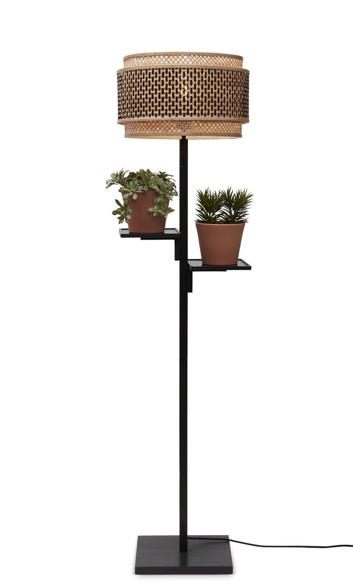 Vloerlamp bhutan zw.plank 40x25 zwnat.