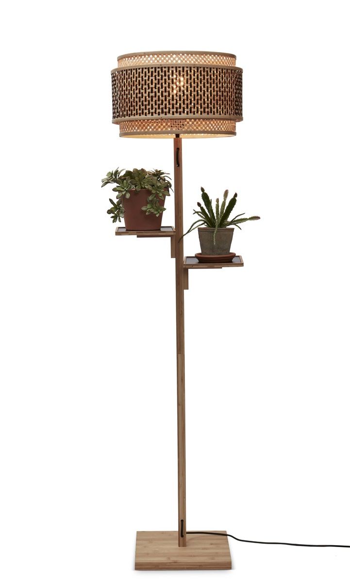 Vloerlamp bhutan nat.plank 40x25 zwnat.