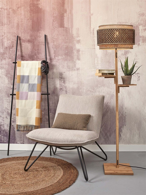 Vloerlamp bhutan nat.plank 40x25 zwnat.