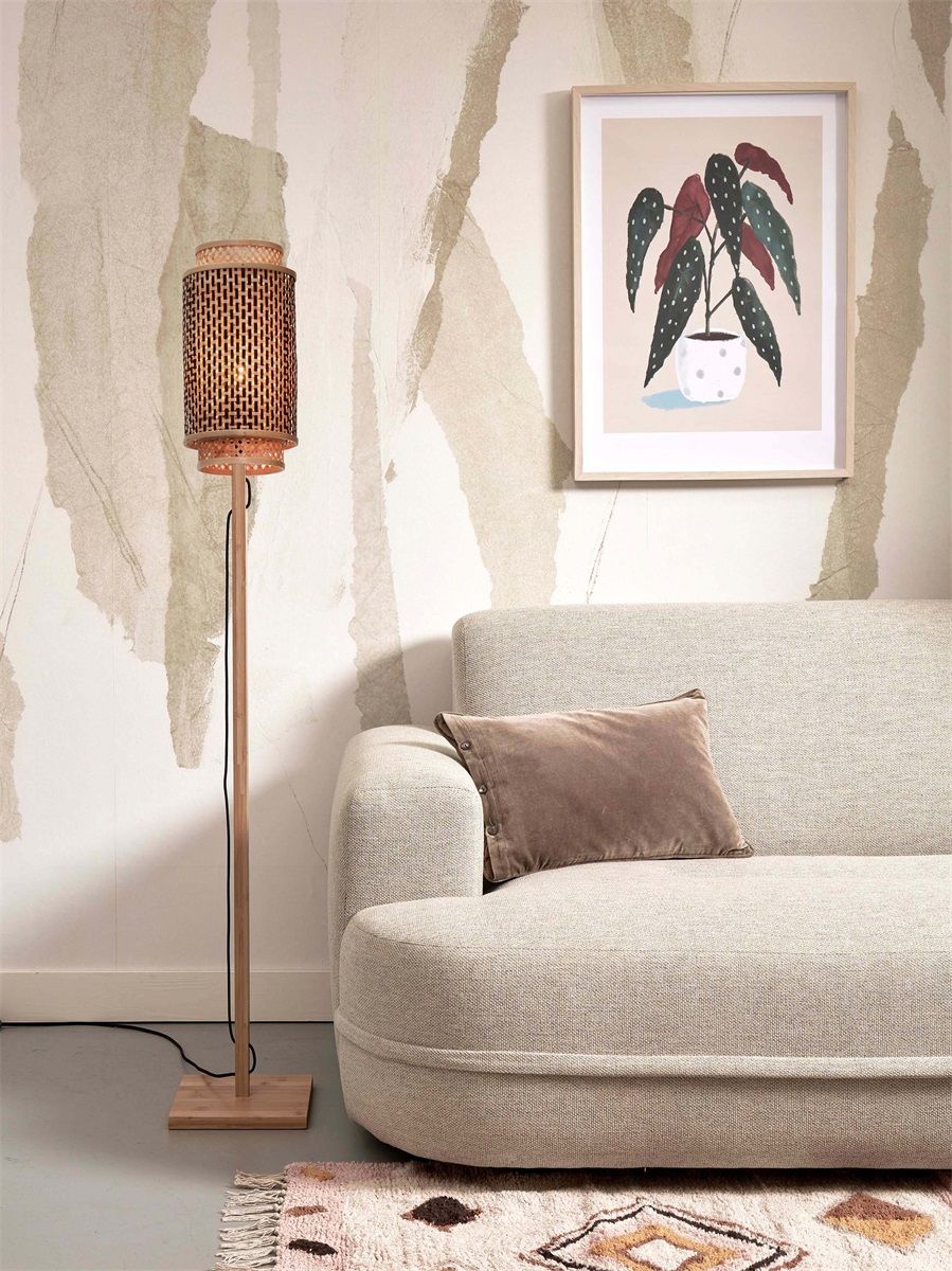 Vloerlamp bhutan s nat18x35 zwnat.