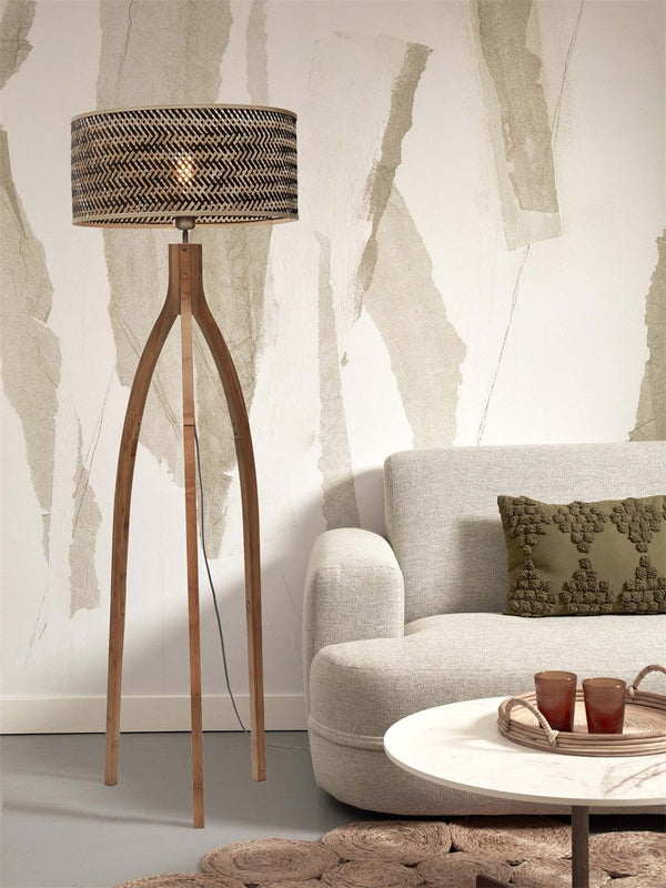 Vloerlamp java 3-poot nat50x22, zwnat.