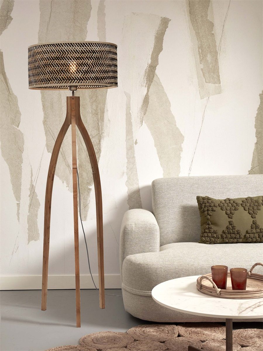 Vloerlamp java 3-poot nat50x22, zwnat.