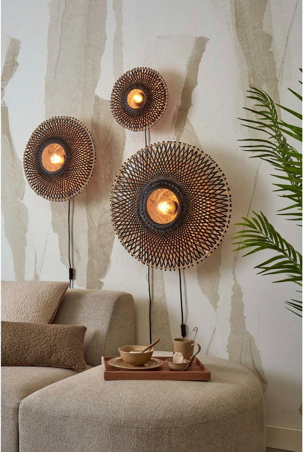 Wandlamp Kalimantan  Bamboe/Zwart Ø60cm