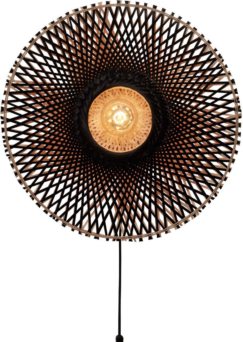 Wandlamp Kalimantan  Bamboe/Zwart Ø60cm