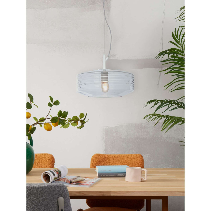 Hanging lamp glass Verona ribbed, clear