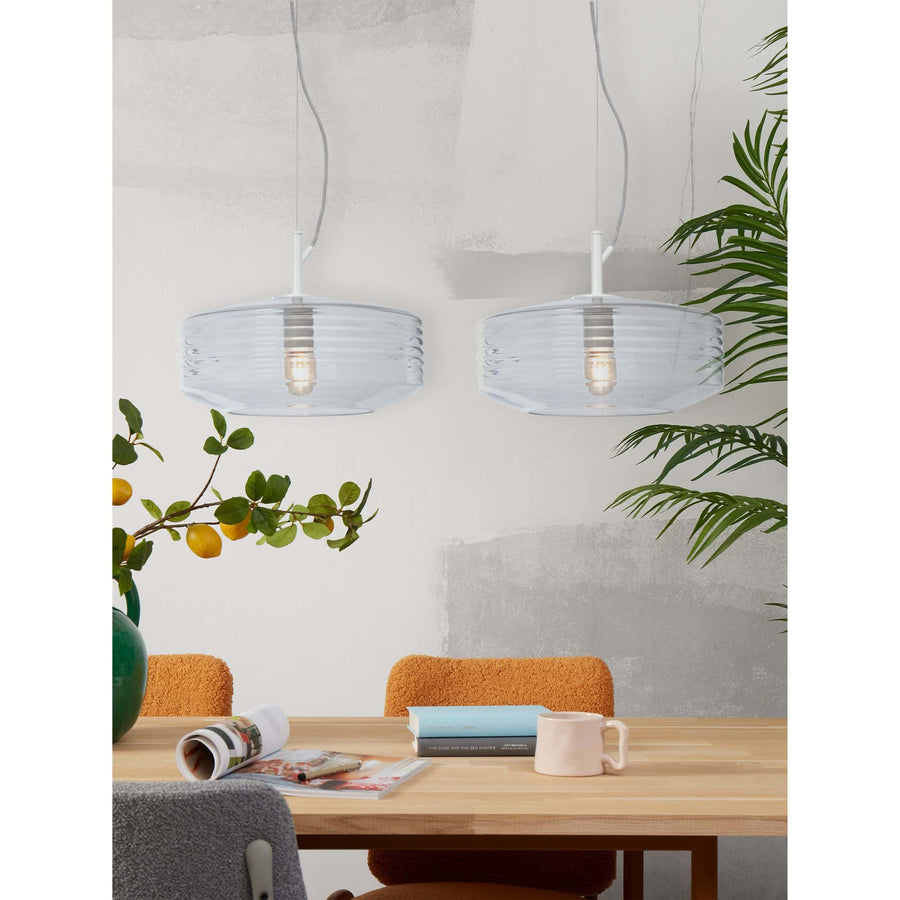 Hanging lamp glass Verona ribbed, clear