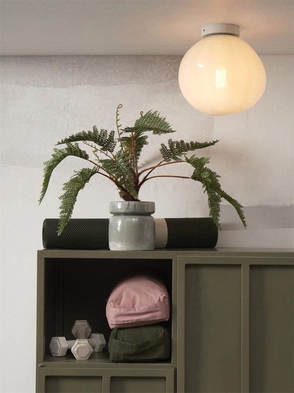 Ceiling lamp Helsinki boulder, milk white