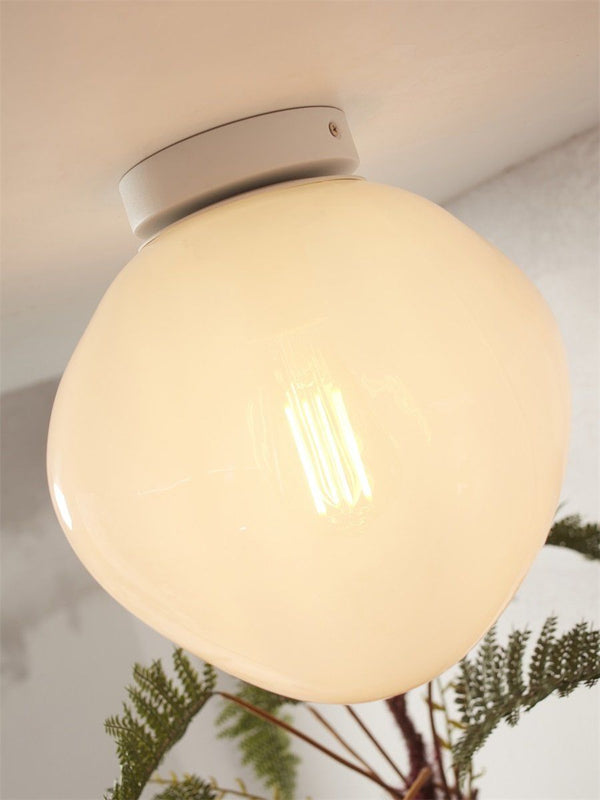 Ceiling lamp Helsinki boulder, milk white