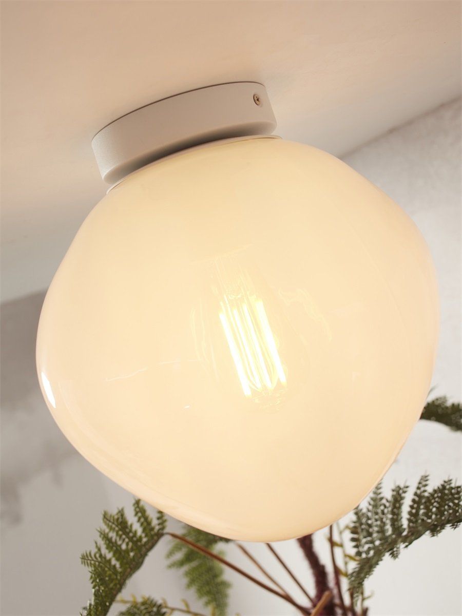 Ceiling lamp Helsinki boulder, milk white
