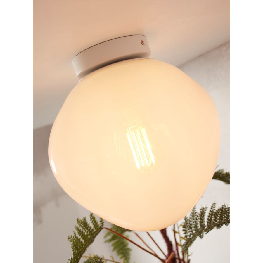 Ceiling lamp Helsinki boulder, milk white