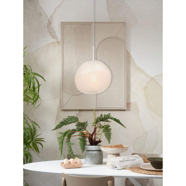 Hanging lamp Helsinki boulder, milk white