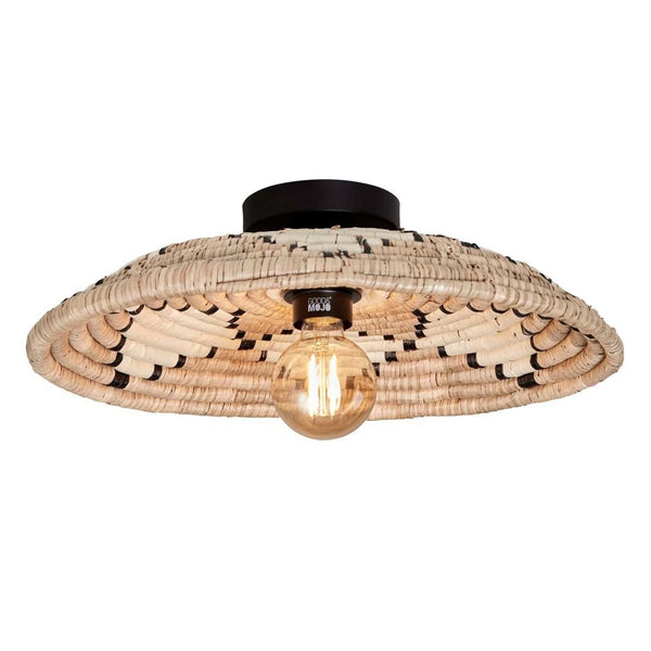 Plafonniere Andros zeegras dia.45 x h.8cm, naturel/zwart/wit