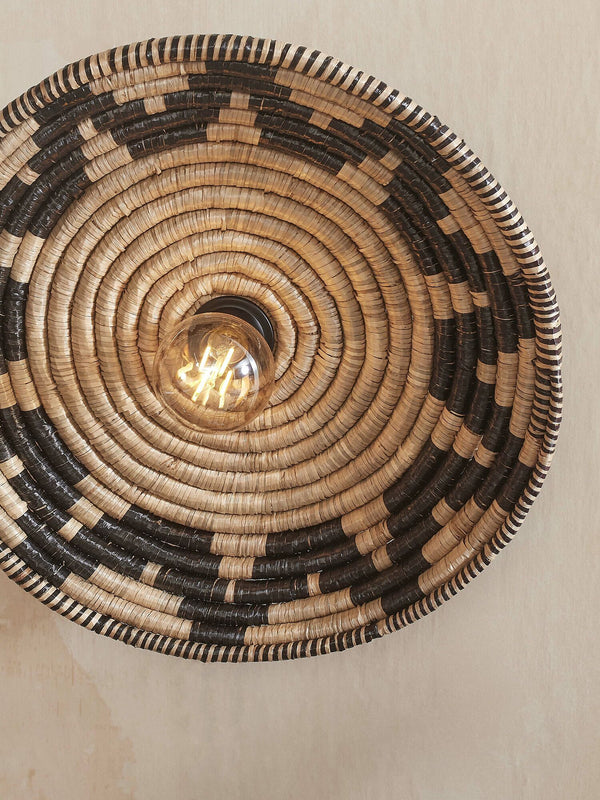 Plafonniere Andros zeegras dia.45 x h.8cm, zwart/naturel