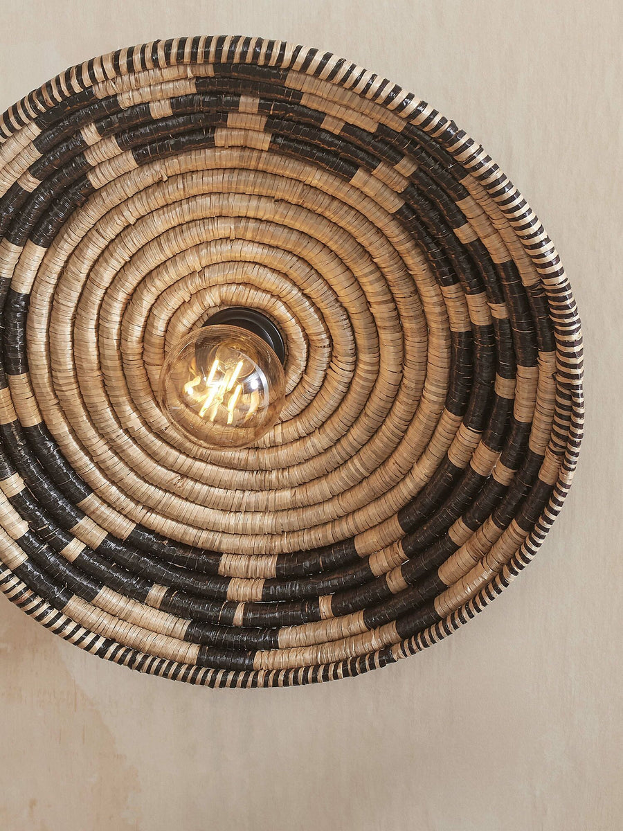 Plafonniere Andros zeegras dia.45 x h.8cm, zwart/naturel