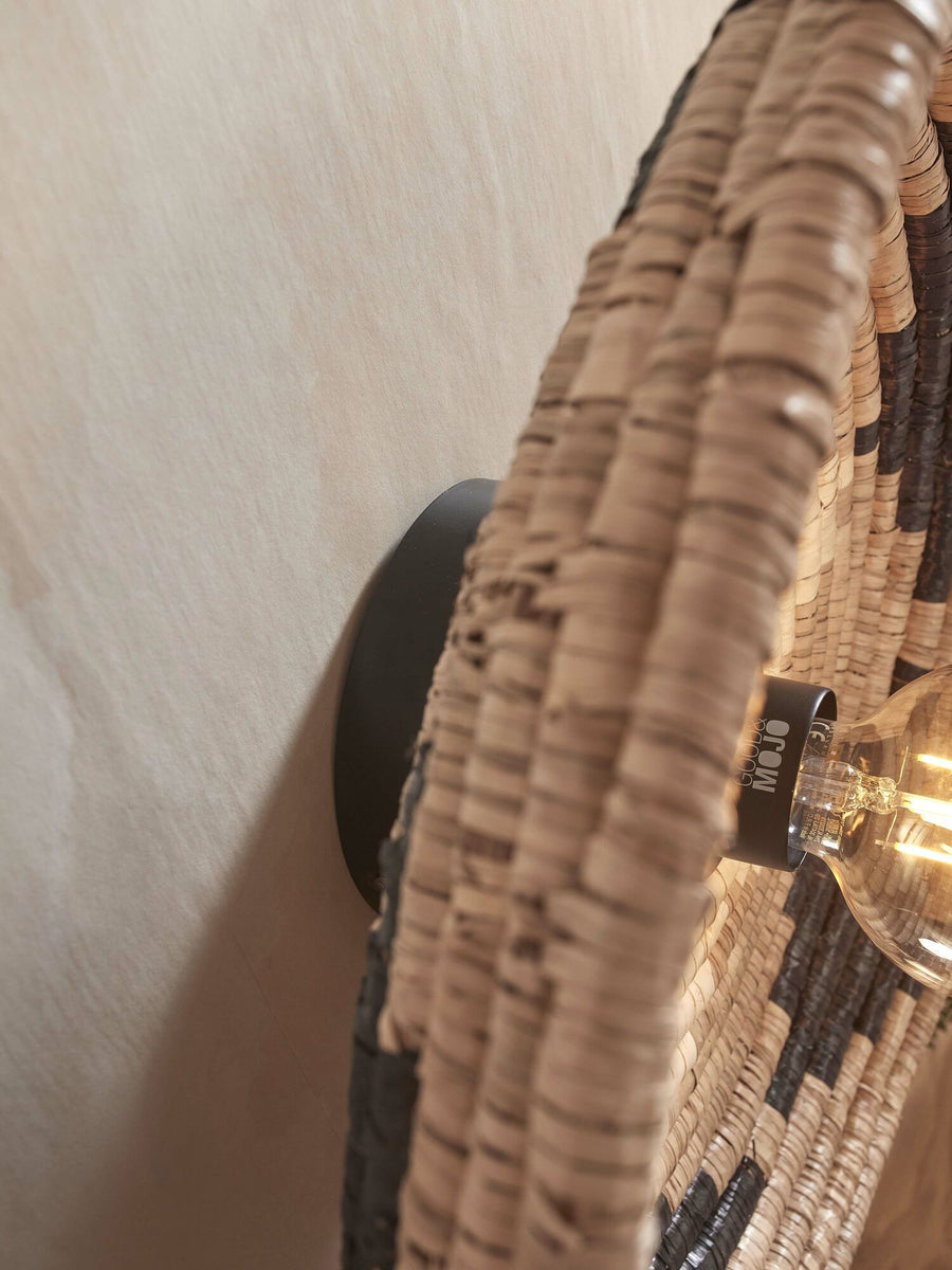 Wandlamp Andros zeegras dia.45 x diepte 8cm, zwart/naturel/wit