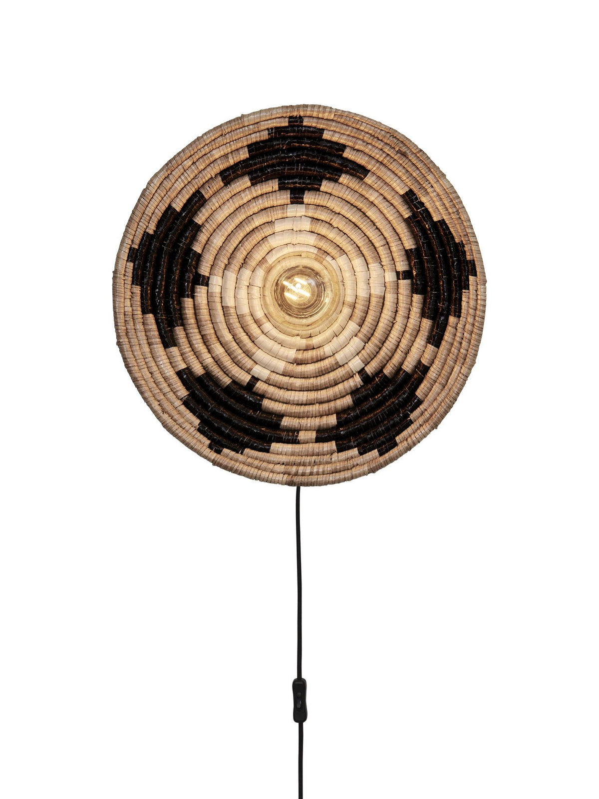 Wandlamp Andros zeegras dia.45 x diepte 8cm, zwart/naturel/wit