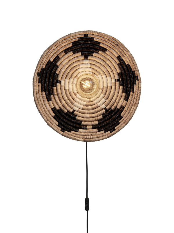 Wandlamp Andros zeegras dia.45 x diepte 8cm, zwart/naturel/wit