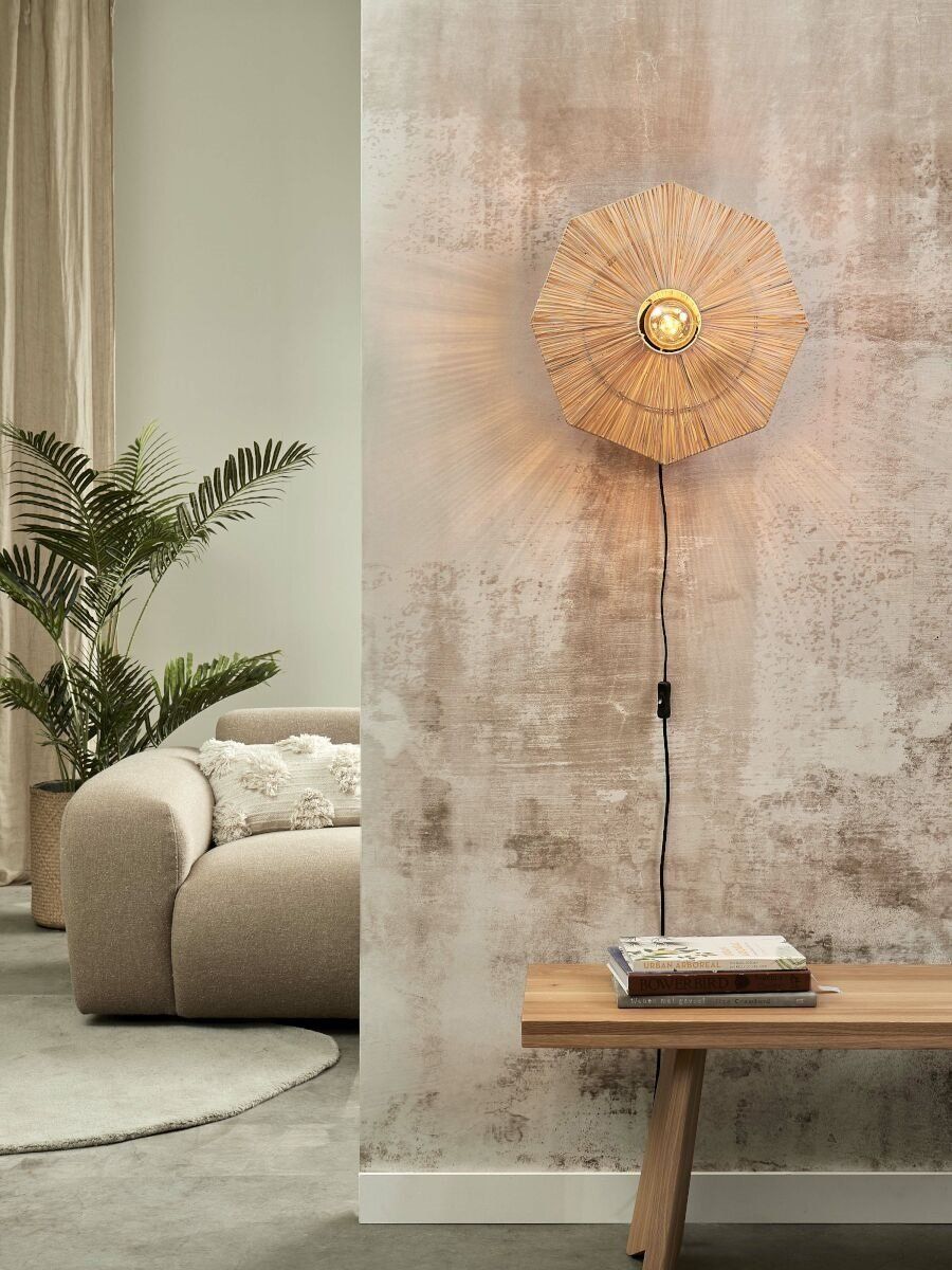 Wandlamp raffia Panama rond/octogon dia.45cm S, naturel