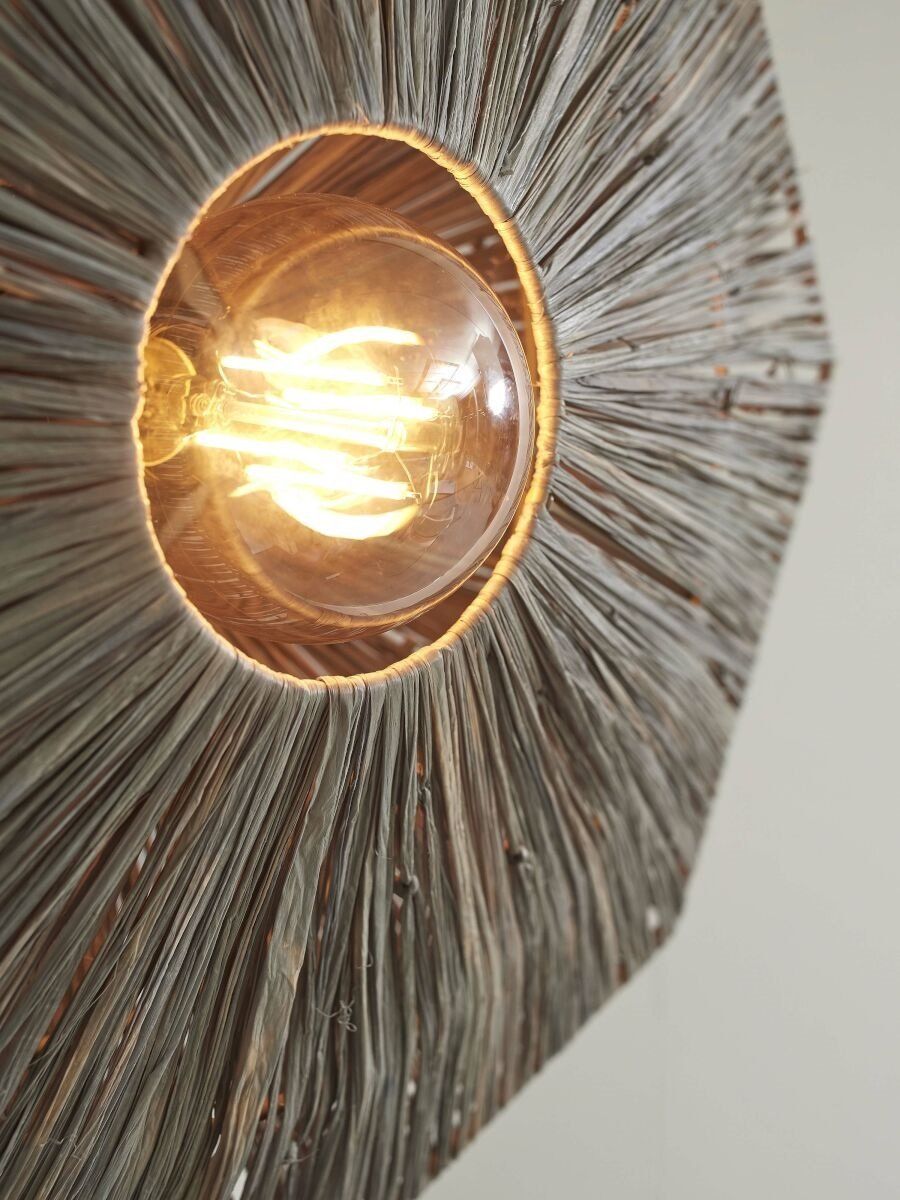 Wandlamp raffia Panama rond/octogon dia.45cm S, d.grijs