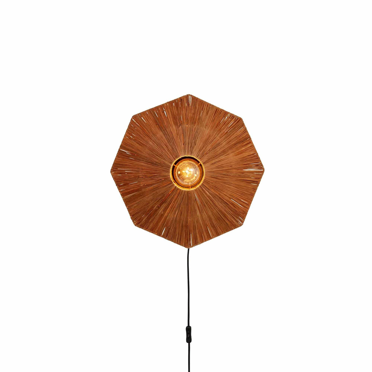 Wandlamp raffia Panama rond/octogon dia.45cm S, bruin