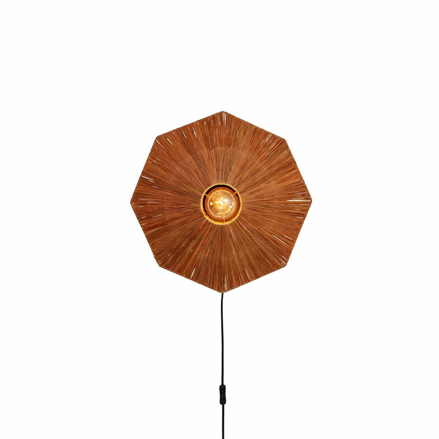 Wandlamp raffia Panama rond/octogon dia.45cm S, bruin