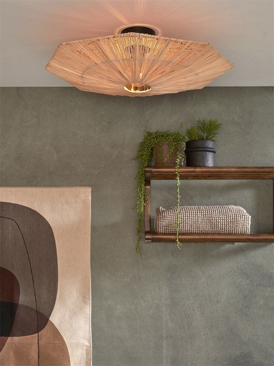 Plafonniere raffia Panama rond/octogon dia.65cm L, naturel