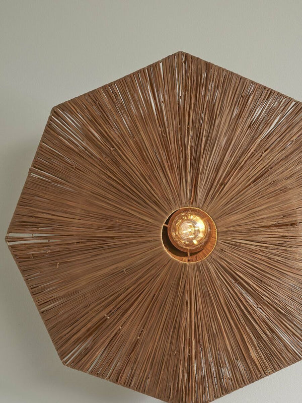 Plafonniere raffia Panama rond/octogon dia.65cm L, bruin