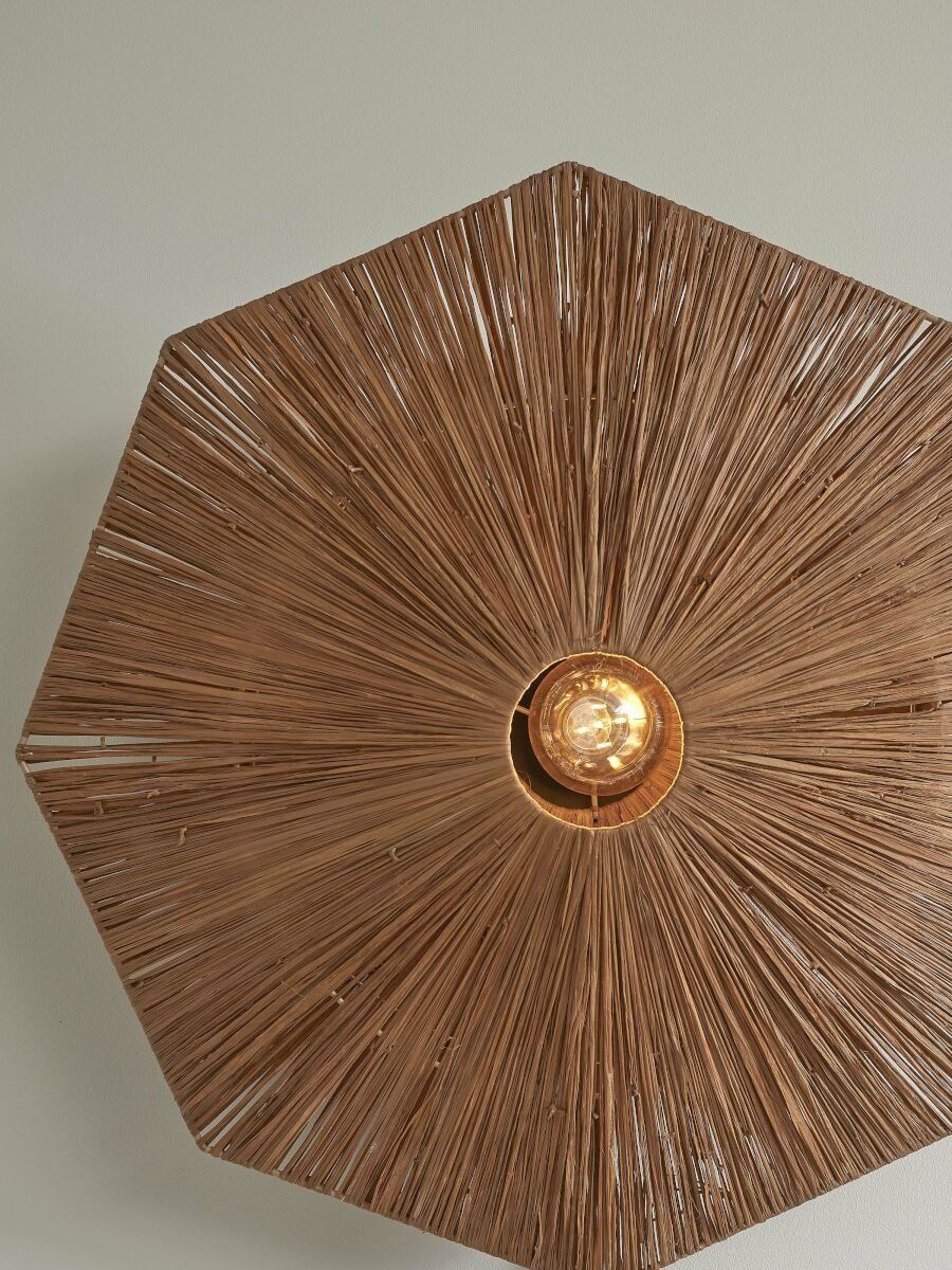 Plafonniere raffia Panama rond/octogon dia.65cm L, bruin