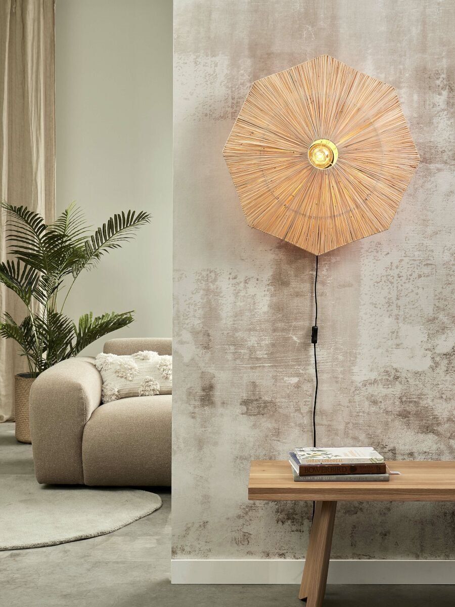 Wandlamp raffia Panama rond/octogon dia.65cm L, naturel