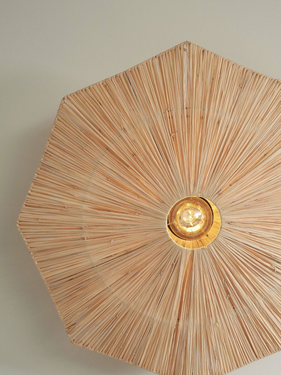 Wandlamp raffia Panama rond/octogon dia.65cm L, naturel