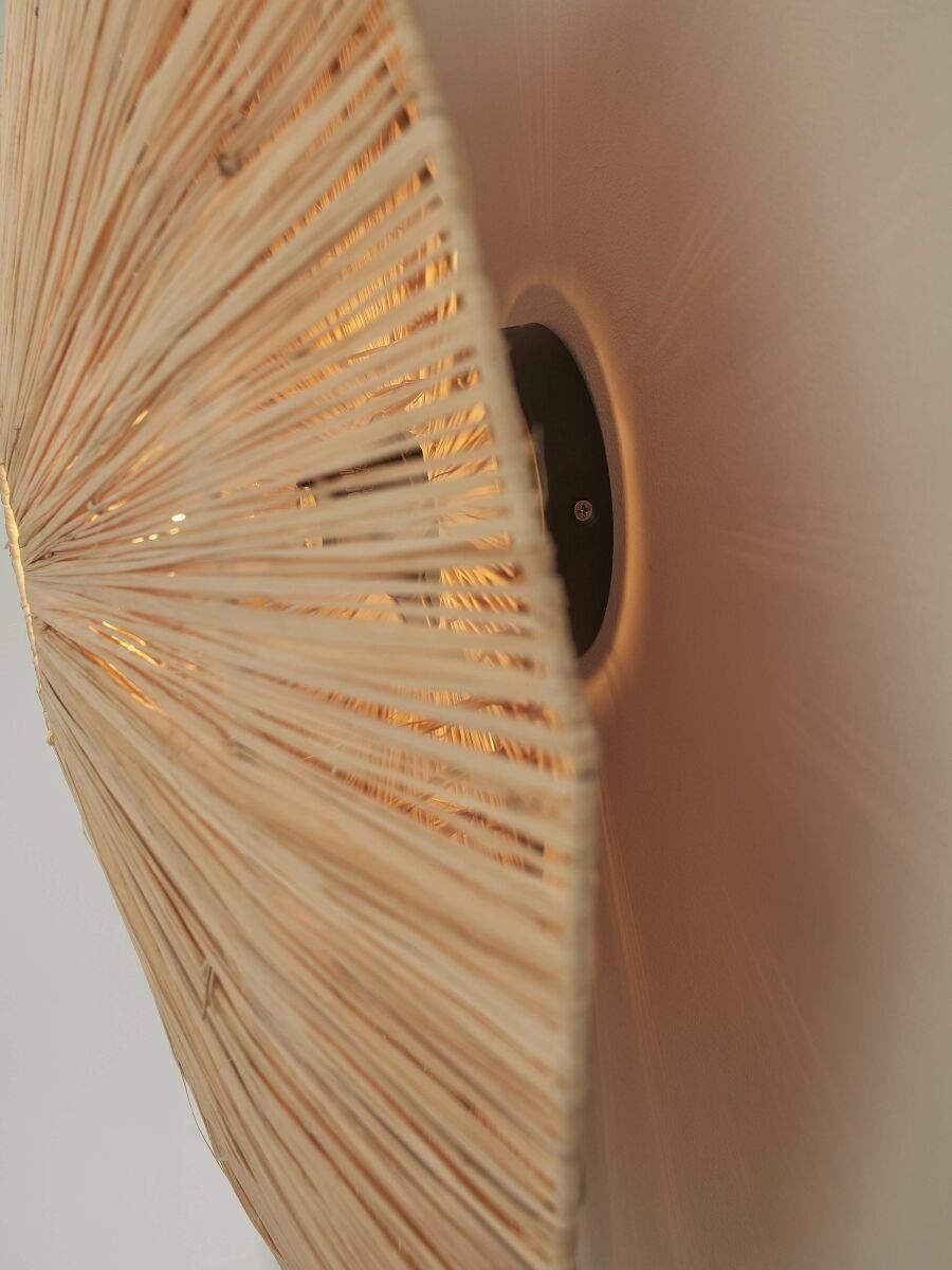 Wandlamp raffia Panama rond/octogon dia.65cm L, naturel
