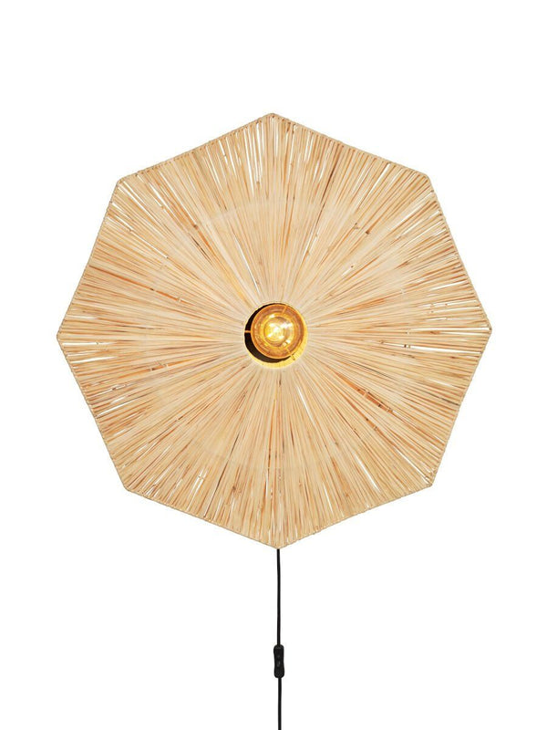 Wandlamp raffia Panama rond/octogon dia.65cm L, naturel