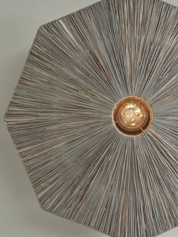 Wandlamp raffia Panama rond/octogon dia.65cm L, d.grijs