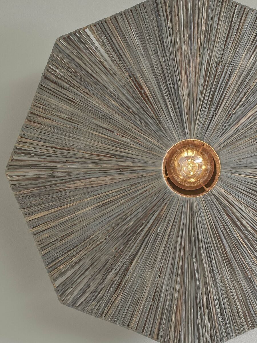 Wandlamp raffia Panama rond/octogon dia.65cm L, d.grijs