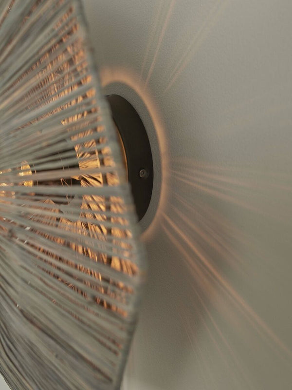 Wandlamp raffia Panama rond/octogon dia.65cm L, d.grijs
