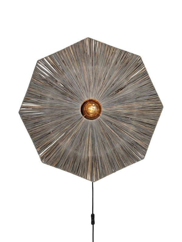 Wandlamp raffia Panama rond/octogon dia.65cm L, d.grijs