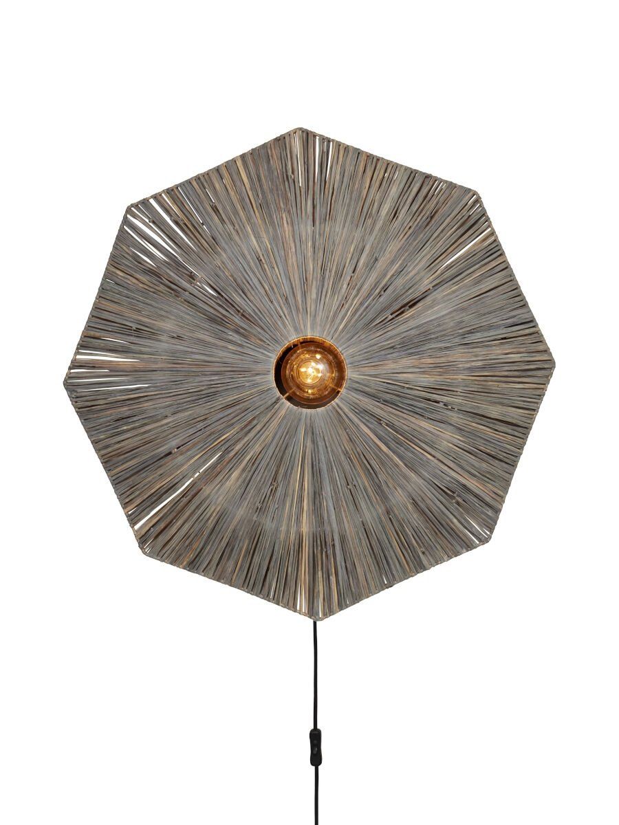 Wandlamp raffia Panama rond/octogon dia.65cm L, d.grijs