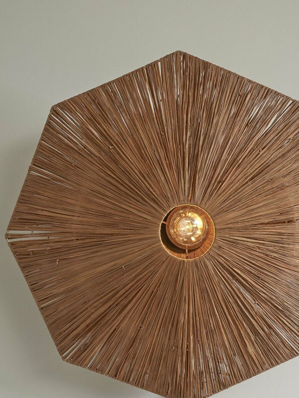 Wandlamp raffia Panama rond/octogon dia.65cm L, bruin