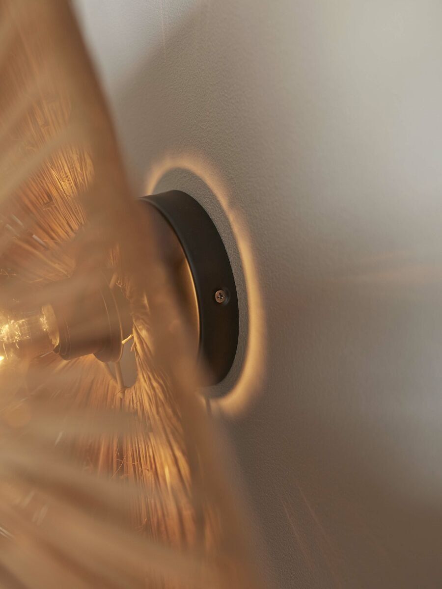 Wandlamp raffia Panama rond/octogon dia.65cm L, bruin