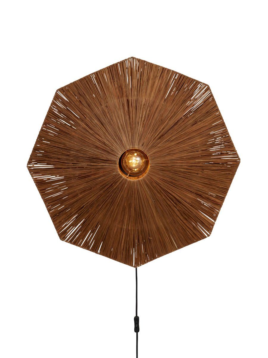 Wandlamp raffia Panama rond/octogon dia.65cm L, bruin