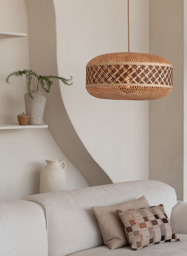 Hanglamp langkawi rond ?50cm, nat/bruin.